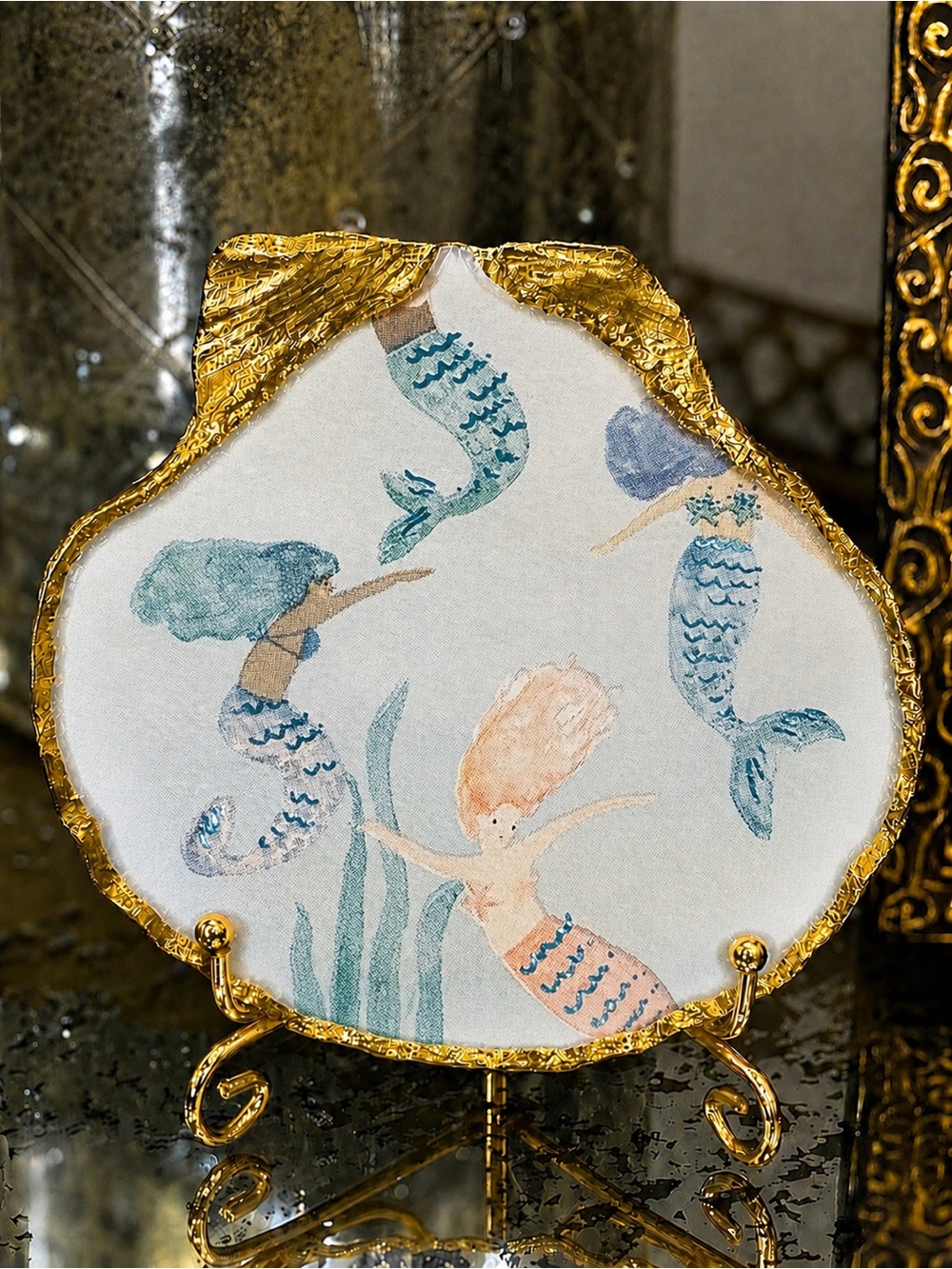 Hand Crafted Mermaid Trinket Shell Dish 4.5”